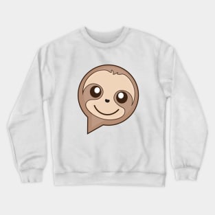 Cute Sloth Cartoon Character in Speech Bubble Crewneck Sweatshirt